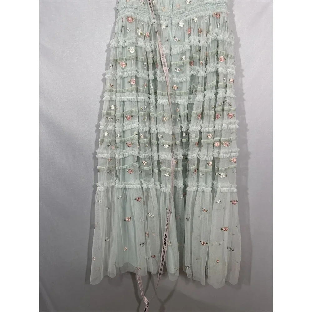 NWT Mac Duggal [Little Girls 10 ] 8217 RuffleEmbroidered Floral Long Dress J1945